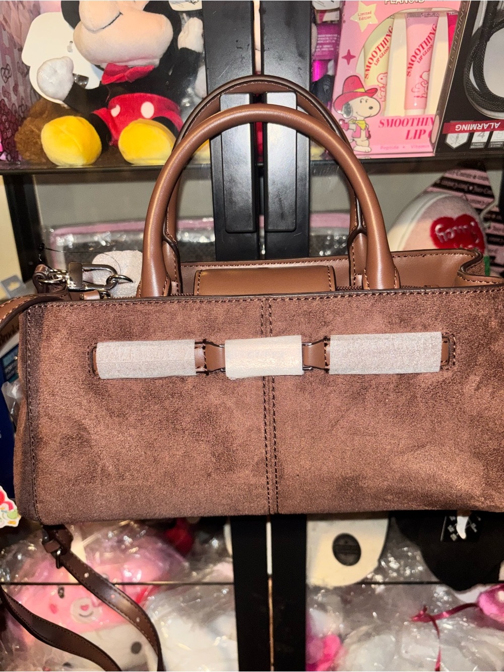 Guess Brown Suede Top-Handle Satchel